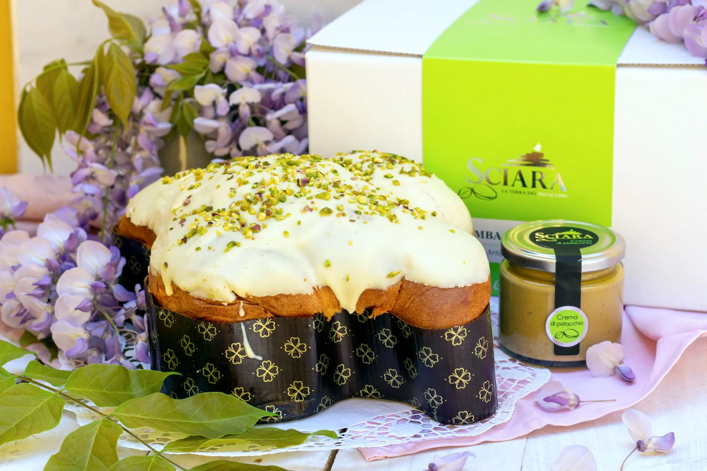 Siciliansk Colomba 100% Pistacie + pistacie creme 60%