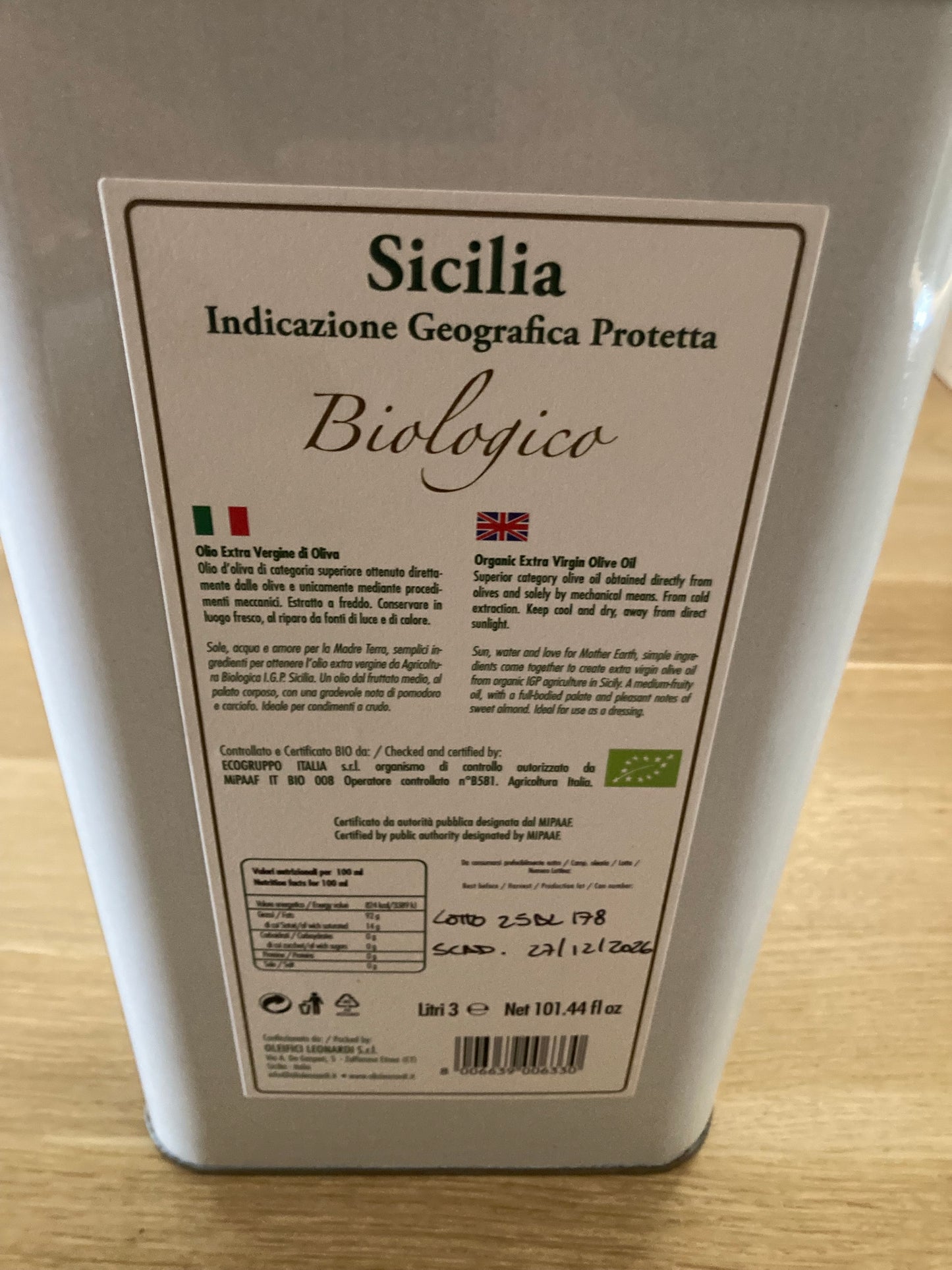 Extra Virgin Olive Oil Bio I.G.P. Sicilia 500 ml